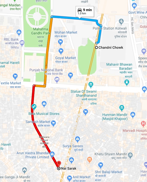 chandni chowk metro station to nai sarak by car.jpg
