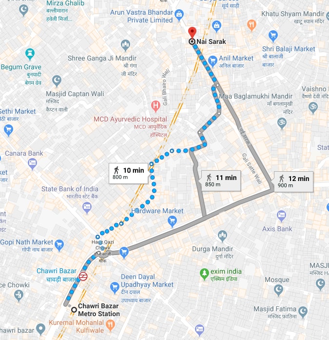 chawri bazaar metro station to nai sarak by walking.jpg