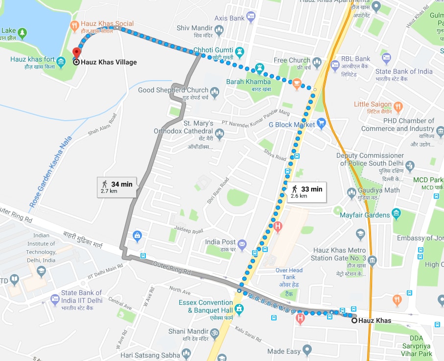 haus khas metro station to hauz khas village by walking.jpg
