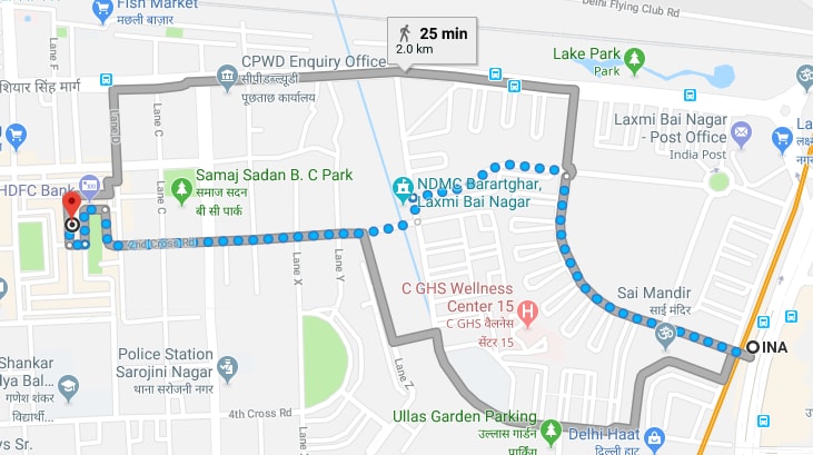 INA metro station to Sarojini Nagar market by walking.jpg