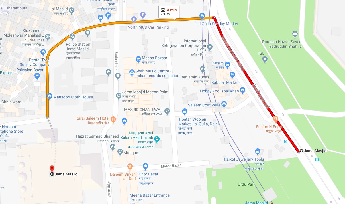 jama masjid metro station to jama masjid by car.jpg