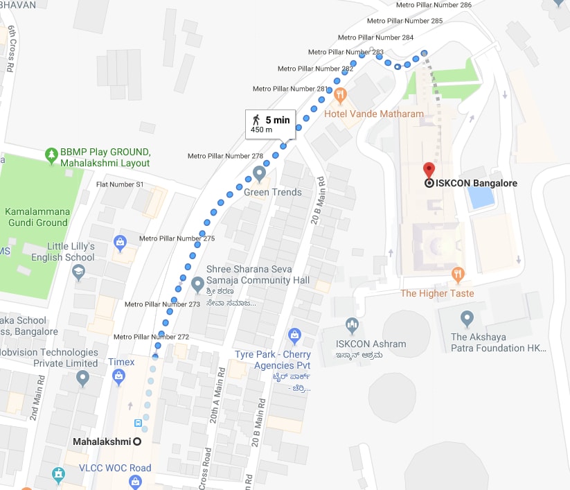 mahalakshmi metro station to ISKCON temple by walk.jpg