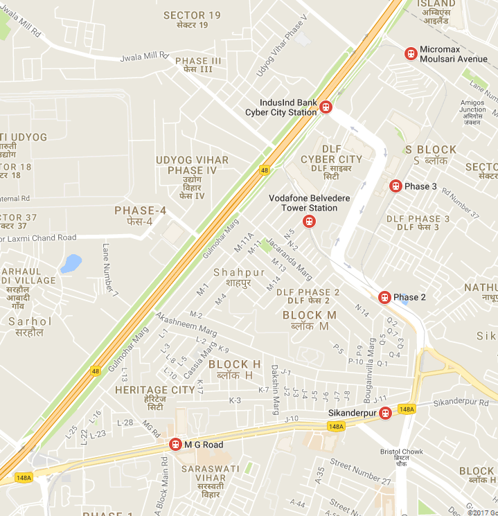 Nearest metro station to Udyog Vihar.png