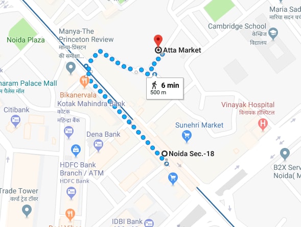 Noida sector 18 metro station to atta market by walking.jpg