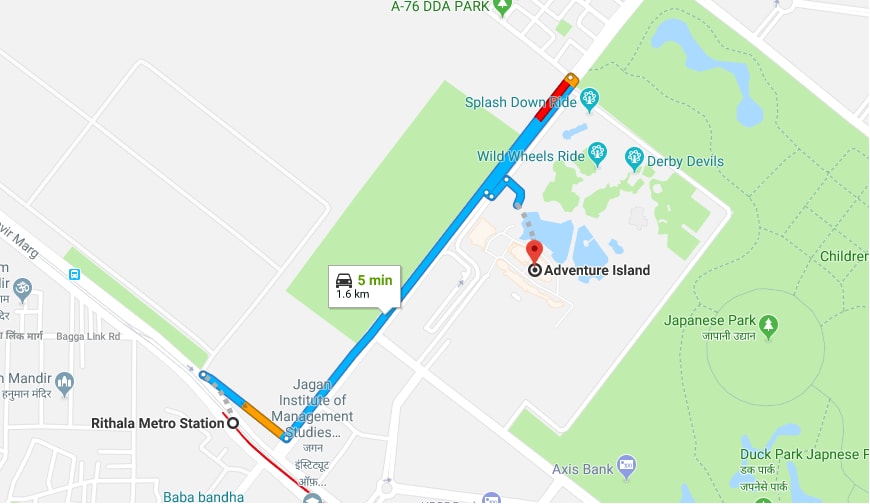 rithala metro station to adventure island by car.jpg