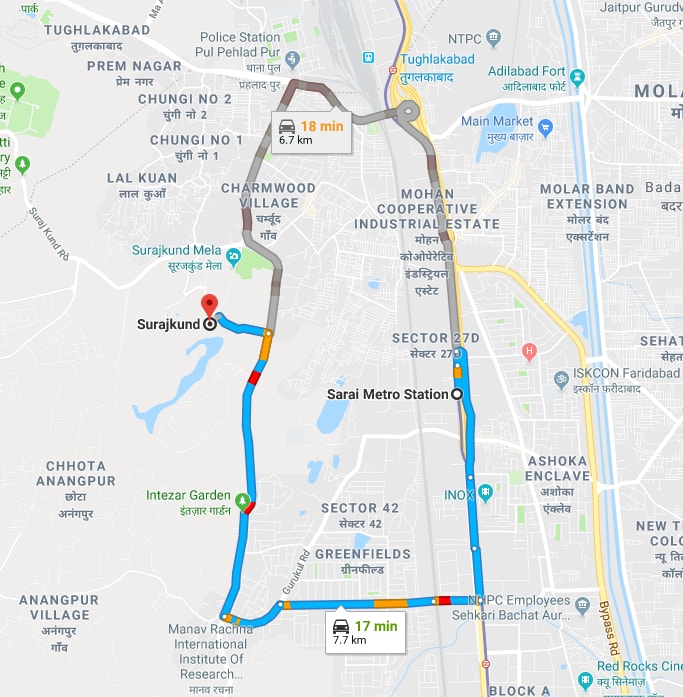 sarai to surajkund by car.jpg