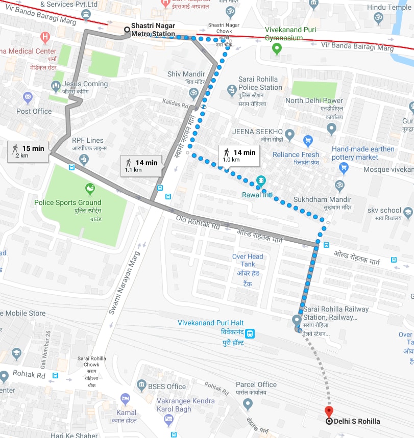 shastri nagar metro station to sarai rohilla by walking.jpg
