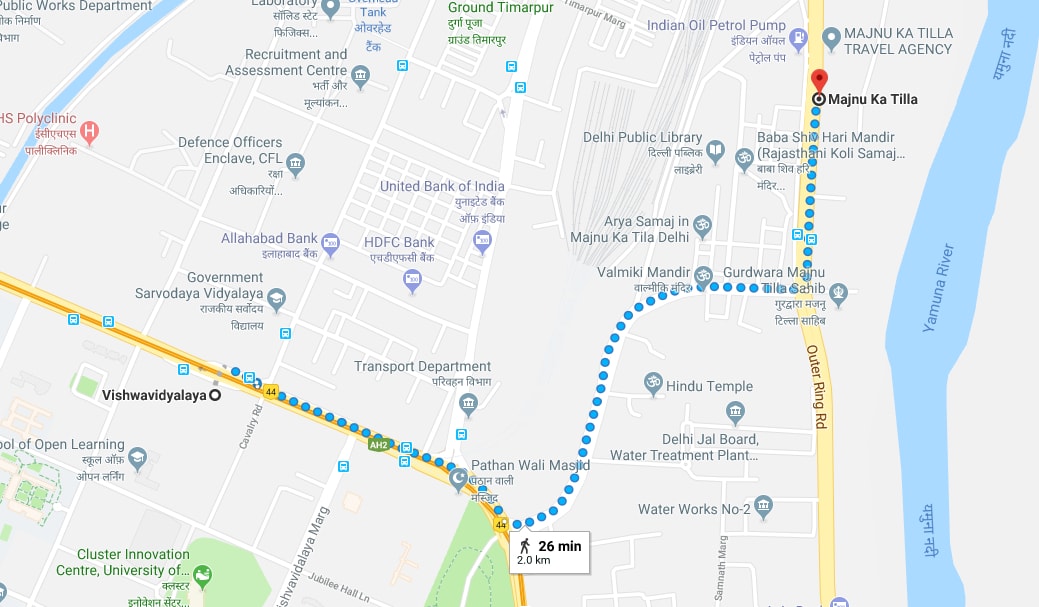 vishwavidyalaya metro station to majnu ka tila by walking.jpg