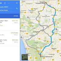 Bangalore To Periyar Route Map